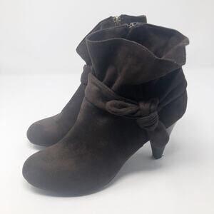 Nine West Tailorol Bow Accent Brown Heel Booties 8